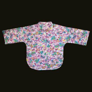 70s 80s vintage floral Hawaiian shirt drop shoulder wide sleeves buttonup.